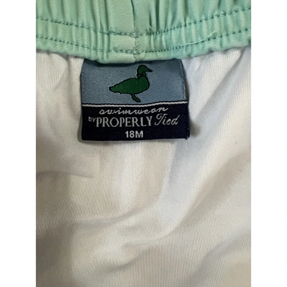 Properly Tied Boys Seersucker Swim Trunks Green‎ Size 18 Months